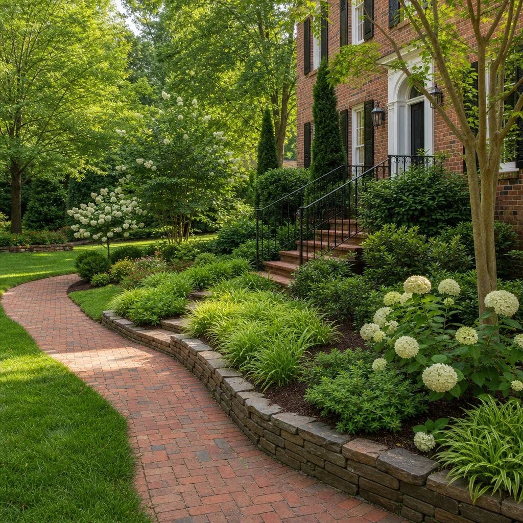 Larger-lot home landscaping in Mint Hill, North Carolina