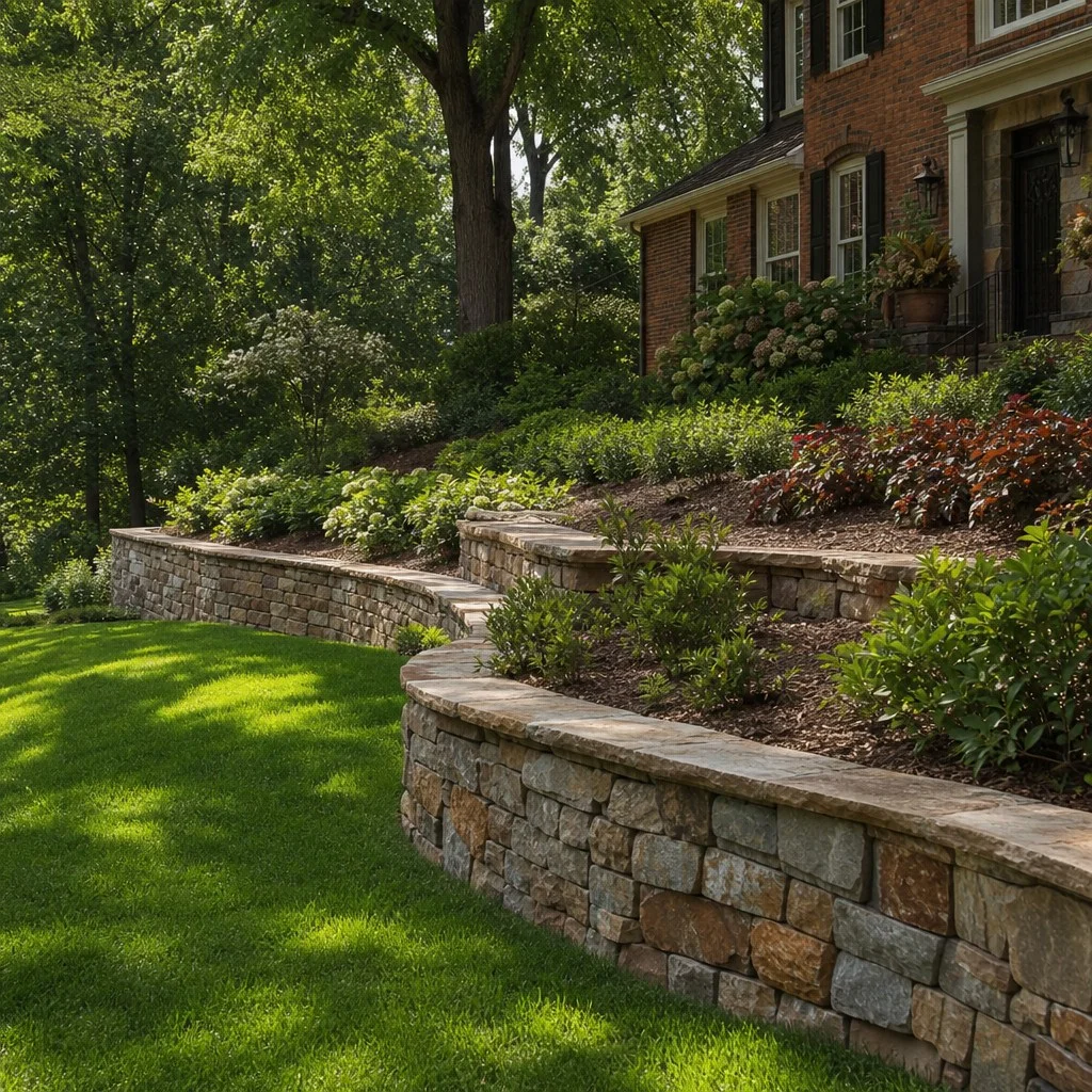 Backyard hardscape on a Mint Hill, Mecklenburg County lot