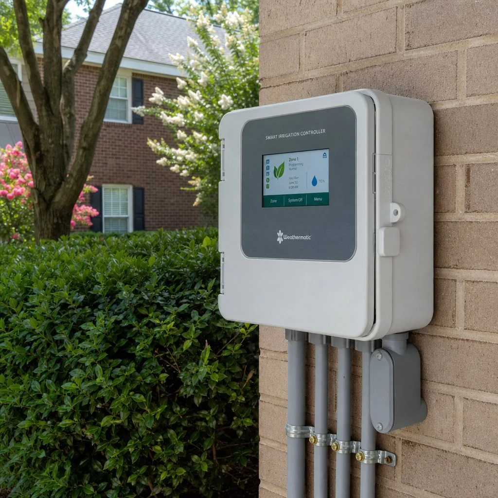 Irrigation controller at a Harrisburg, Cabarrus County home
